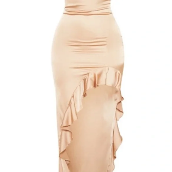 PrettyLittleThing Gold Cowl Neck Maxi Dress - Picture 3 of 5